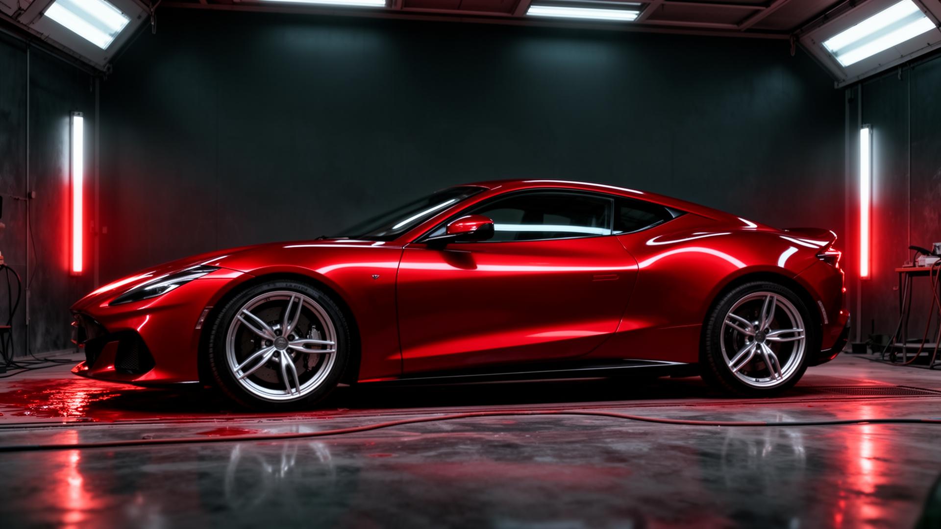 Carro após pintura automotiva premium